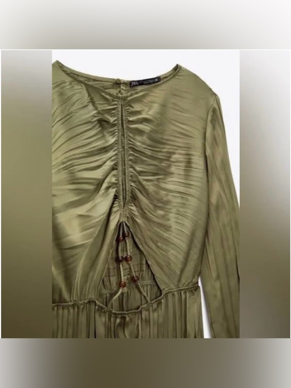 ZARA WRINKLE SATIN EFFECT CUT OUT MIDI DRESS (Customized) - Picture 4 of 12